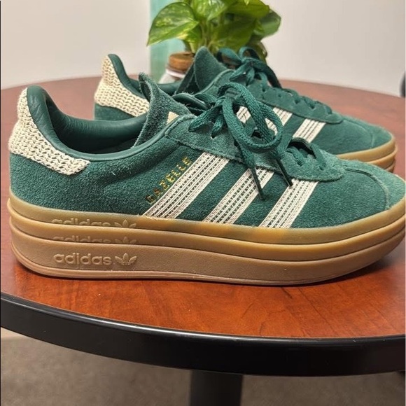 Shoes - Adidas Gazelle Bold Platform Sneakers, green/white, size 8
